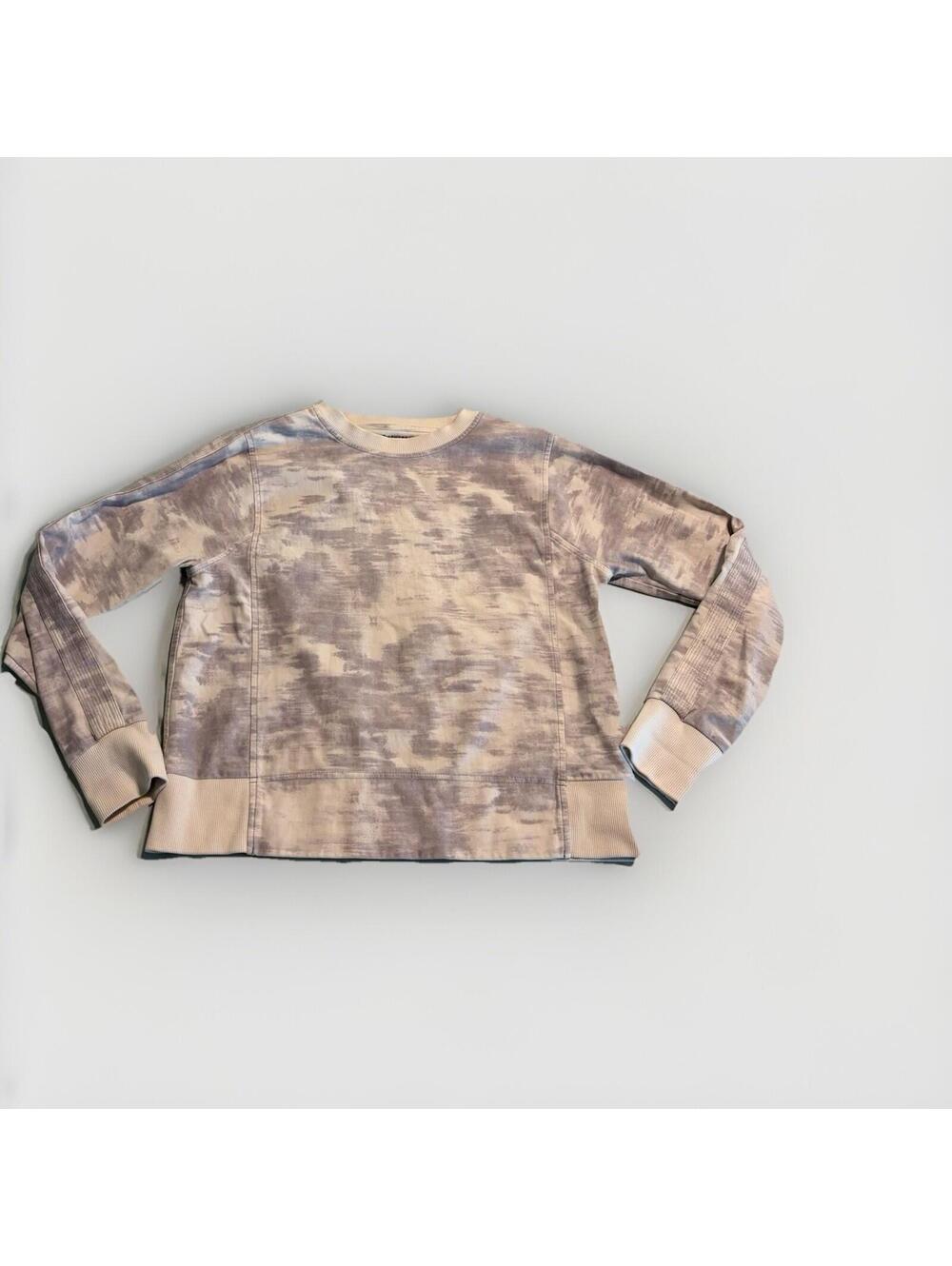 Athleta Cozy Crew Neck Thumbhole Sweatshirt Gray Camo Size XS